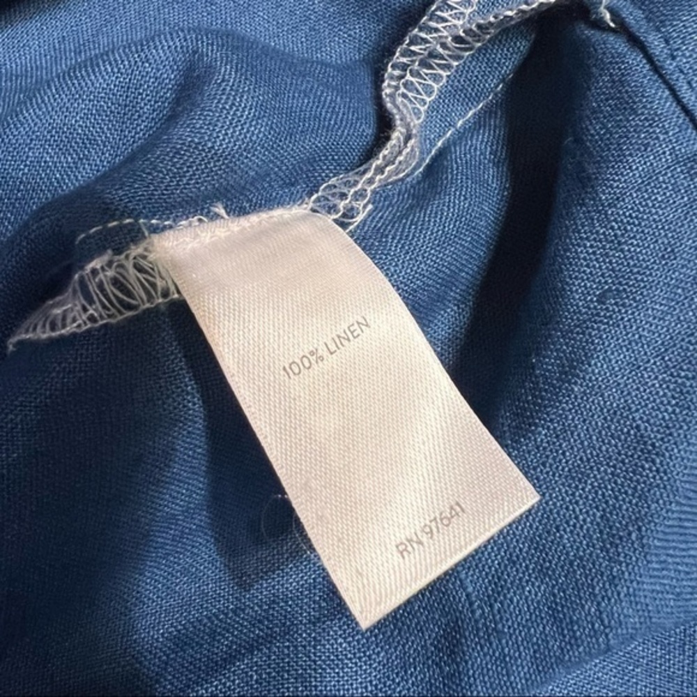 PURE JILL LINEN J.JILL OMBRE NAVY LINEN KIMONO SLEEVES TOP SHIRT BLOUSE L - Picture 15 of 15